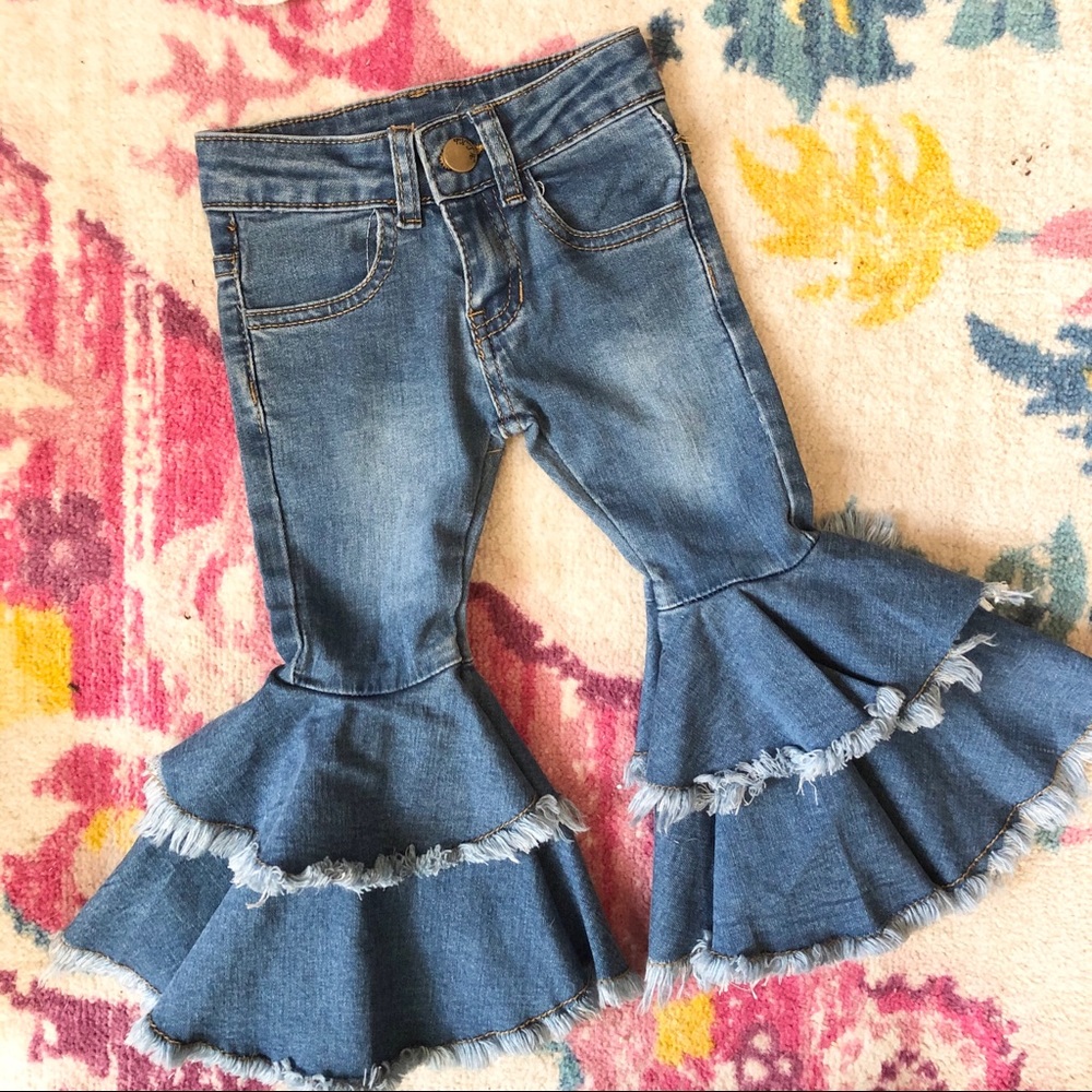 Fringe bell bottom jeans